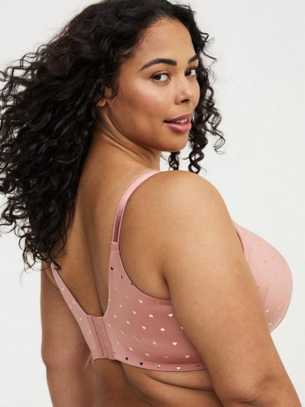 Torrid Perfect Coverage Lightly Lined Back Smoothing Bra- Brandy Hearts Ash Rose - Picture 3 of 5